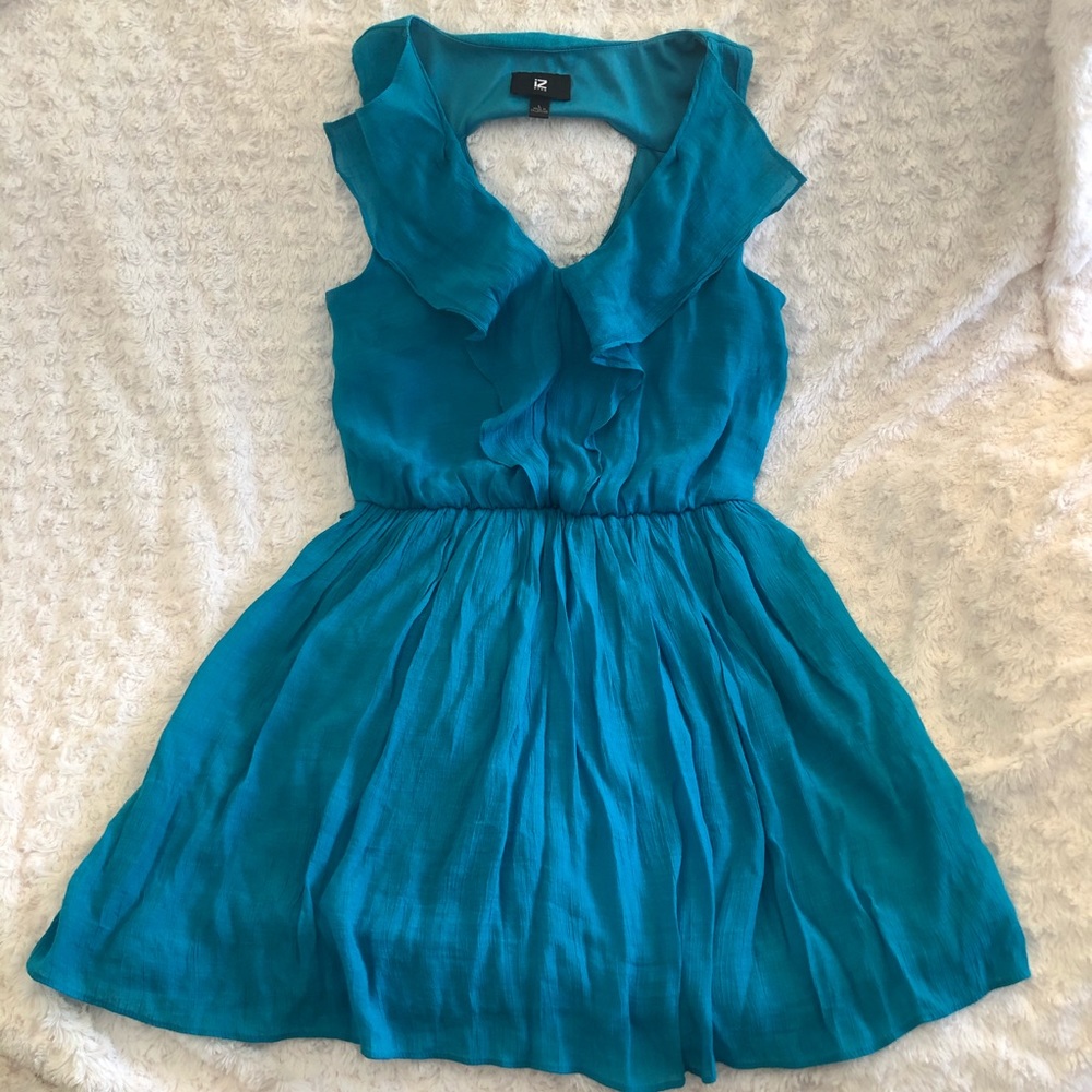 Teal ruffled rustic dress